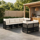 Tuinbankenset 7 st 7-Aantal zitplaatsen Zwart poly rattan