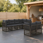 Tuinbankenset 7 st 7-Aantal zitplaatsen Grijs poly rattan
