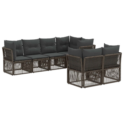 Tuinbankenset 7 st 7-Aantal zitplaatsen Grijs poly rattan