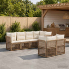 Tuinbankenset 7 st 7-Aantal zitplaatsen Beige poly rattan