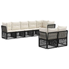 Tuinbankenset poly rattan zwart 8-delig