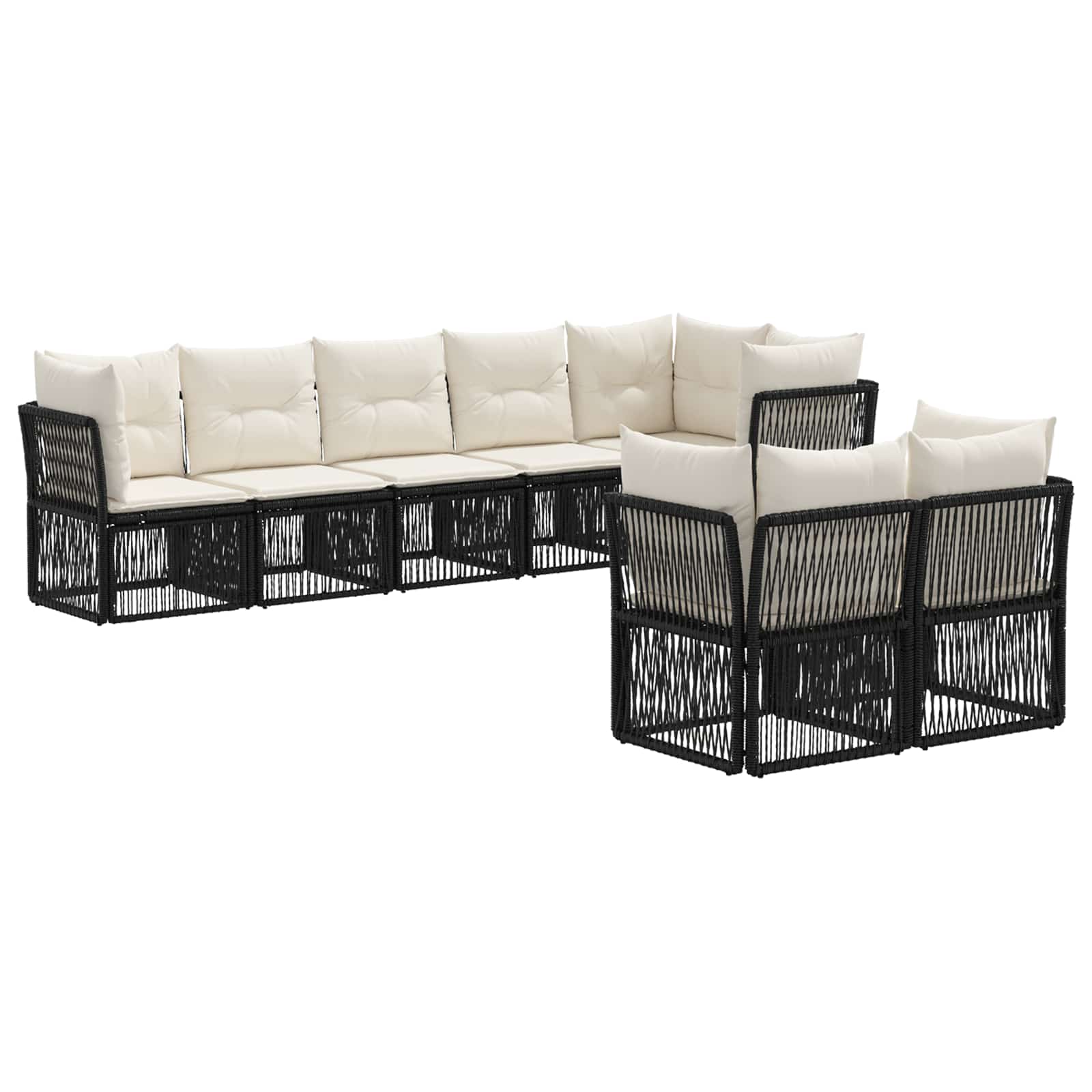 Tuinbankenset 8 pcs Zwart poly rattan