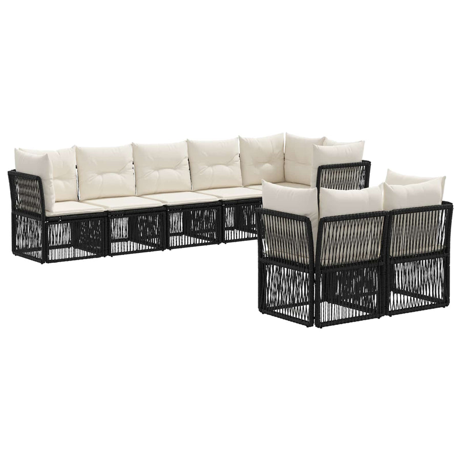 Tuinbankenset 8 pcs Zwart poly rattan