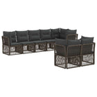 Tuinbankenset 8 pers. poly rattan grijs
