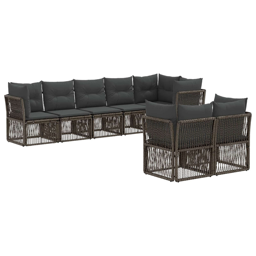 Tuinbankenset 8 pcs Grijs poly rattan