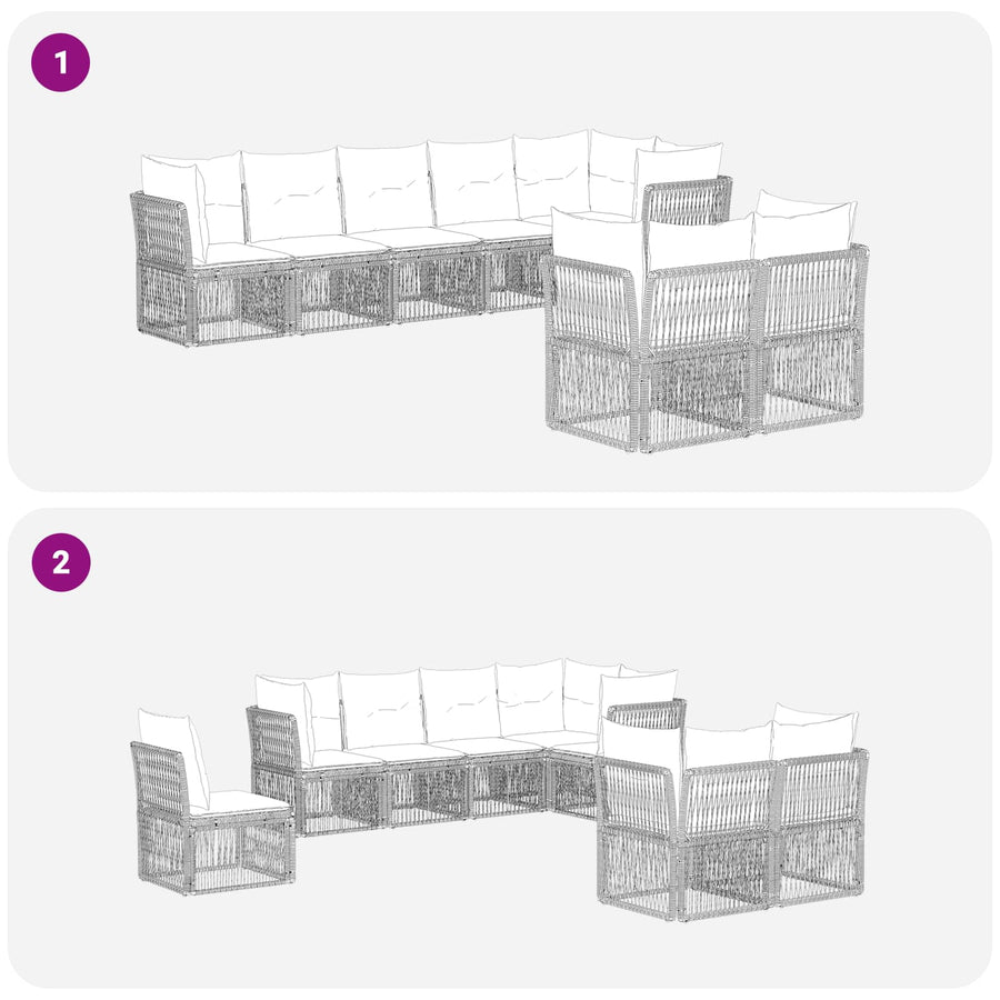 Tuinbankenset 8 pcs Grijs poly rattan