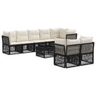 Garden Bench Set 9 pcs Black poly rattan