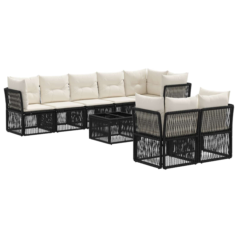 Tuinbankenset 9 pcs Zwart poly rattan