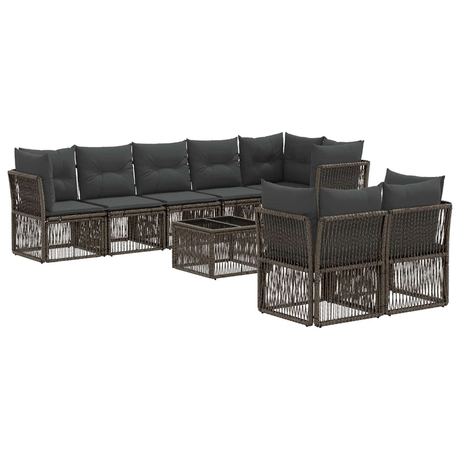 Tuinbankenset 9 pcs Grijs poly rattan