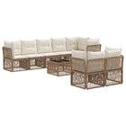 Garden Lounge Set 9 pcs Beige poly rattan