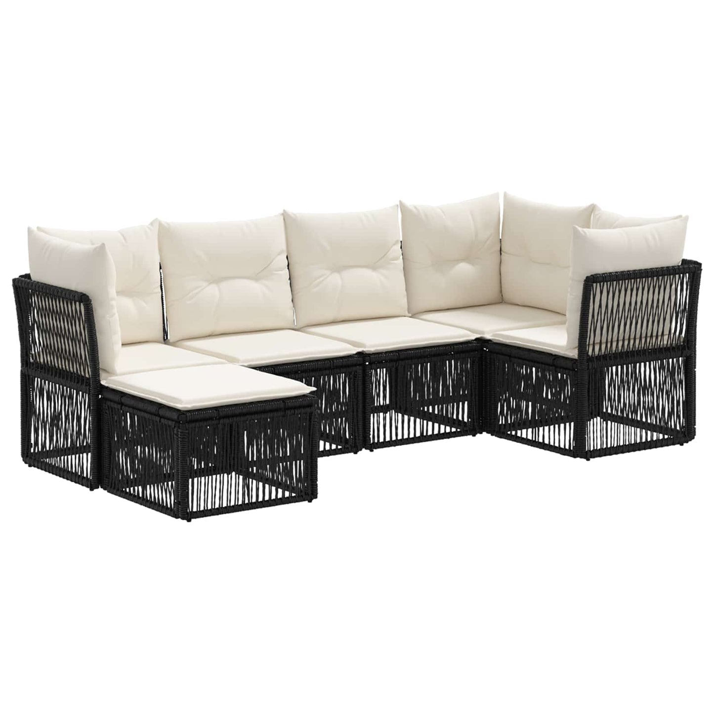 Tuinbankenset 6 pcs Zwart poly rattan