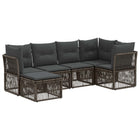 Tuinbankenset 6 pers poly rattan grijs