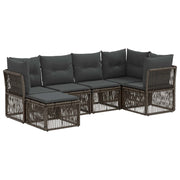 Tuinbankenset 6 pers poly rattan grijs