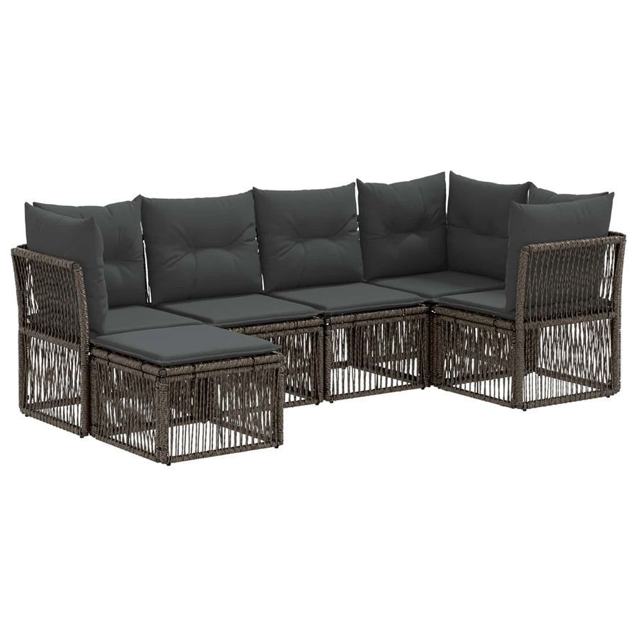 Tuinbankenset 6 pcs Grijs poly rattan