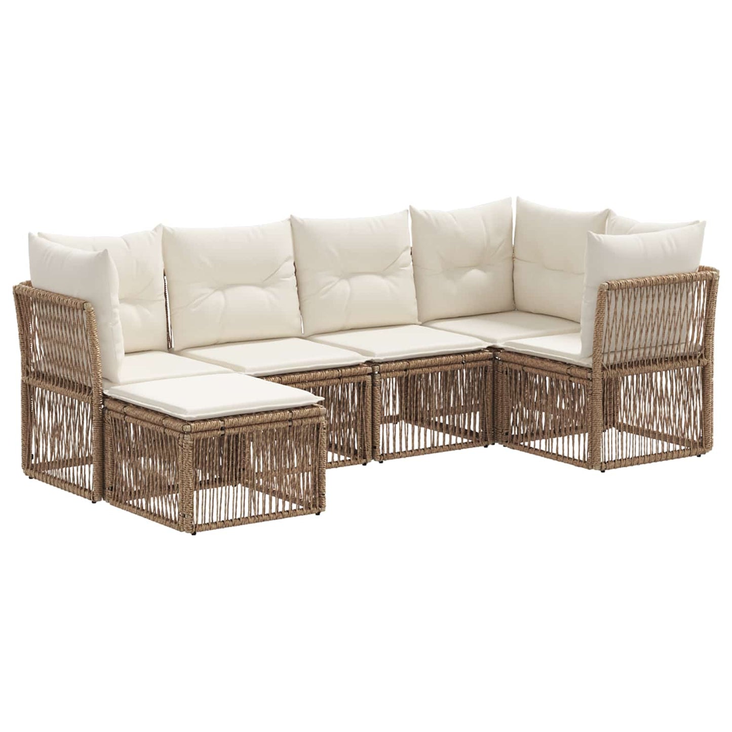 Tuinbankenset 6 pcs Beige poly rattan