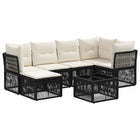 Garden Bench Set 7 pcs Black poly rattan