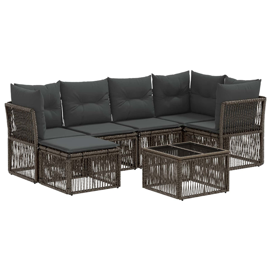 Tuinbankenset 7 pcs Grijs poly rattan