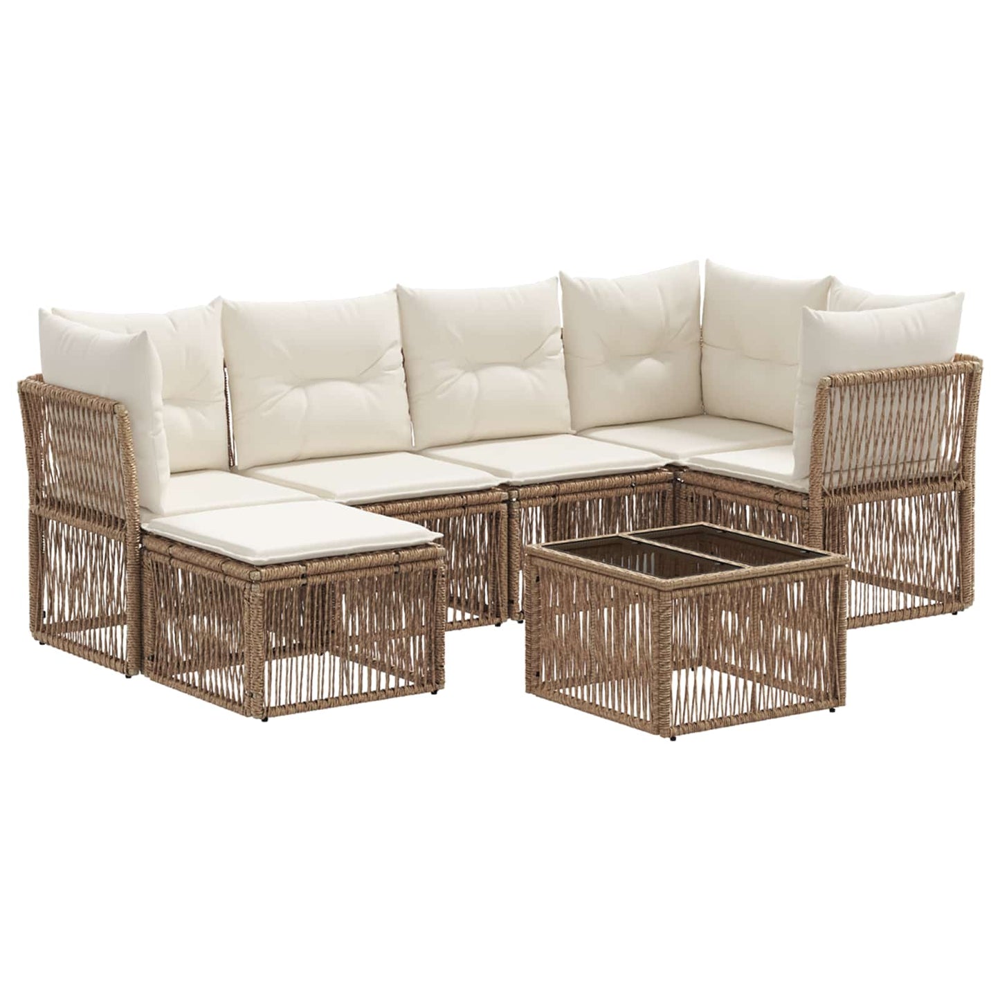 Tuinbankenset 7 pcs Beige poly rattan