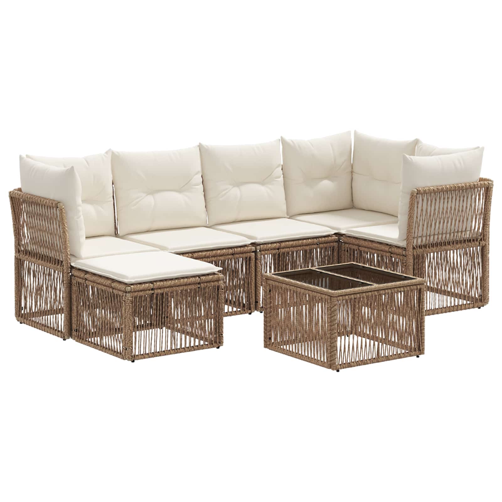 Tuinbankenset 7 pcs Beige poly rattan