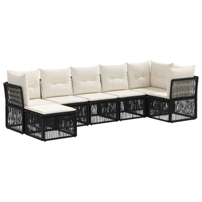 Tuinbankenset 7 pcs Zwart poly rattan