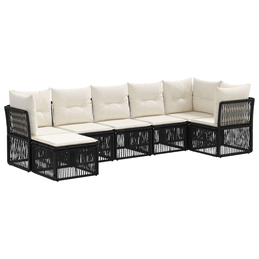 Tuinbankenset 7 pcs Zwart poly rattan
