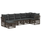 Tuinbankenset 7-delig poly rattan grijs