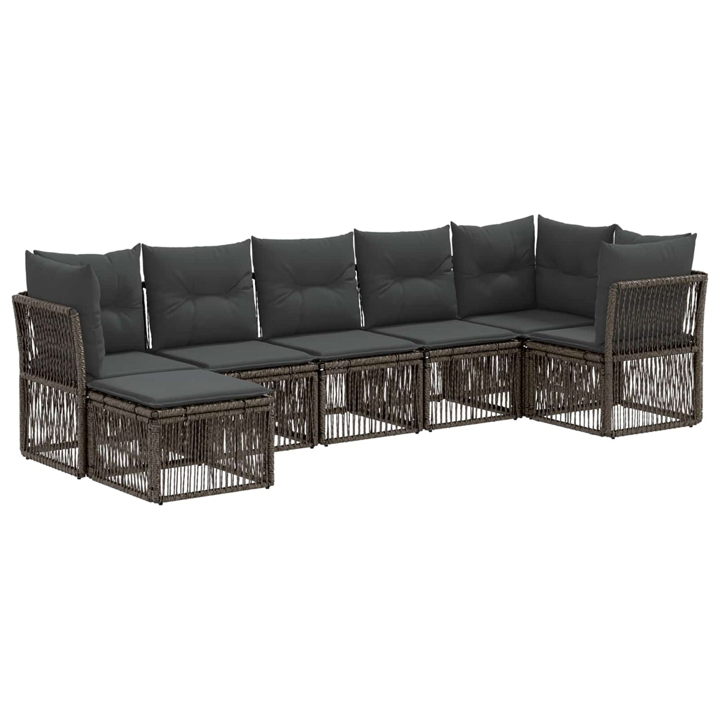Tuinbankenset 7 pcs Grijs poly rattan