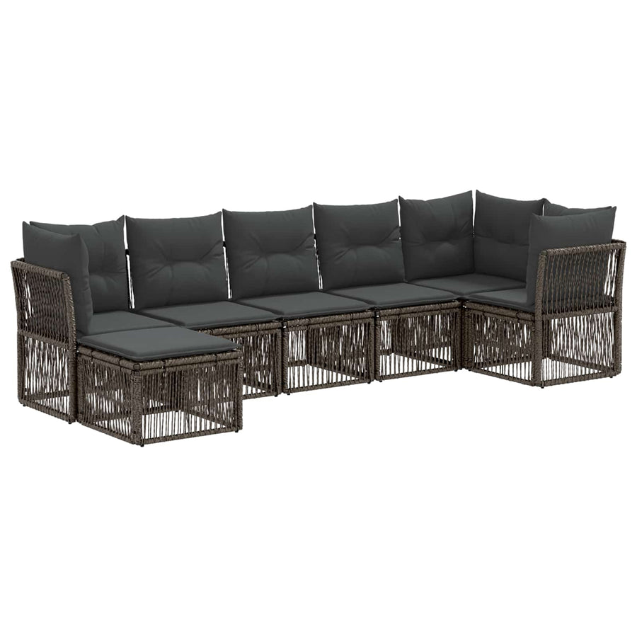 Tuinbankenset 7 pcs Grijs poly rattan