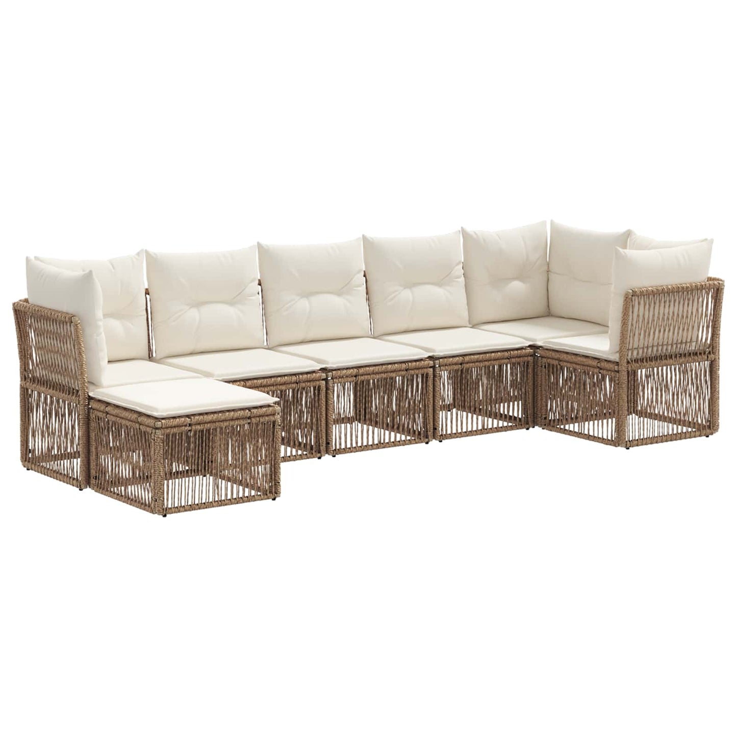 Tuinbankenset 7 pcs Beige poly rattan