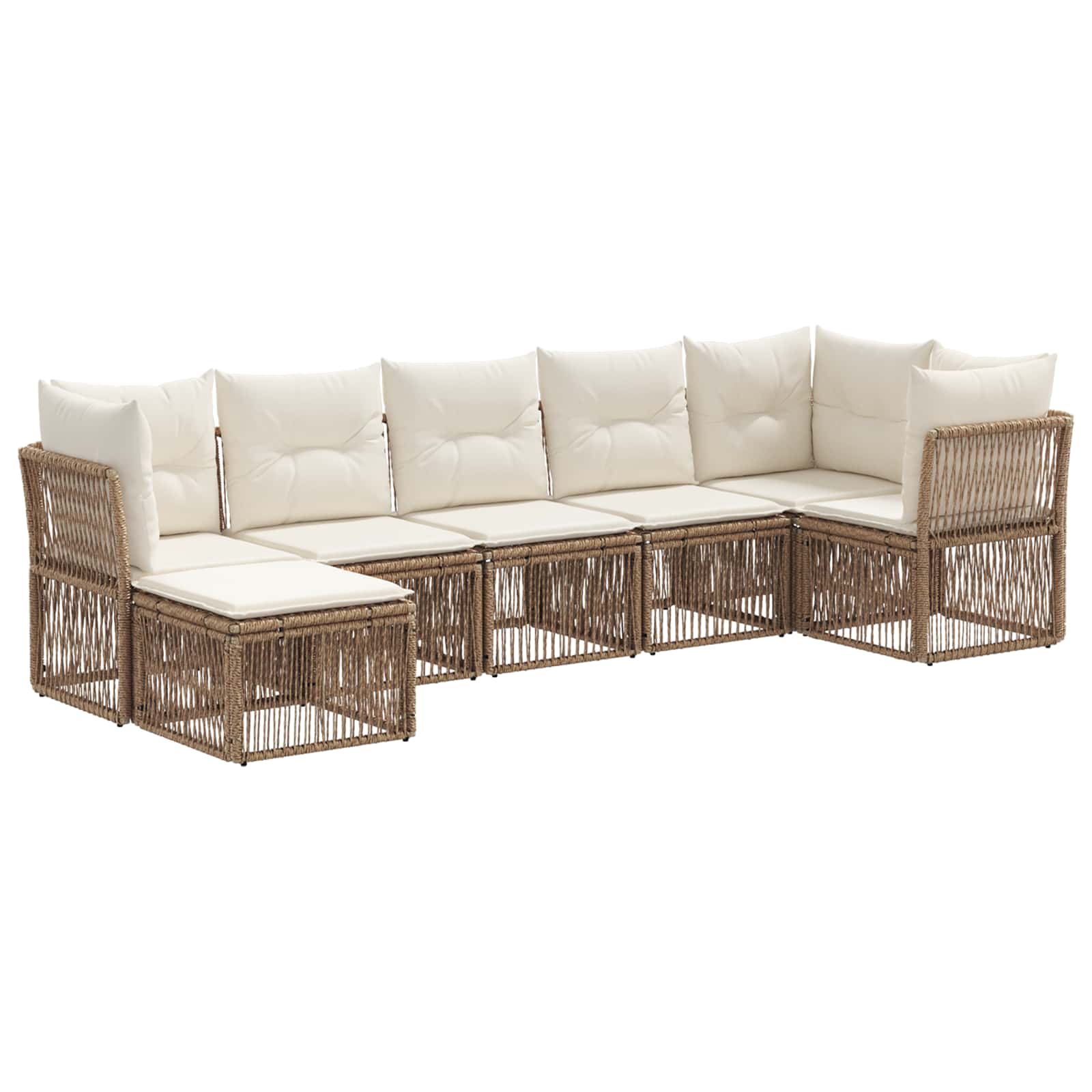 Tuinbankenset 7 pcs Beige poly rattan