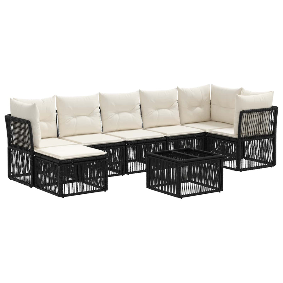 Tuinbankenset 8 pcs Zwart poly rattan