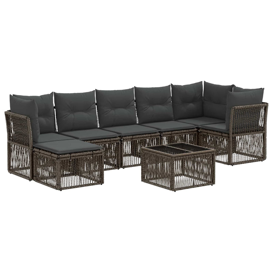 Tuinbankenset 8 pcs Grijs poly rattan