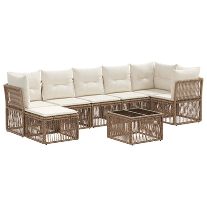 Tuinbankenset 8 pcs Beige poly rattan