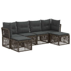 Tuinbankenset 6-delig poly rattan grijs