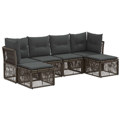 Tuinbankenset 6 pcs Grijs poly rattan
