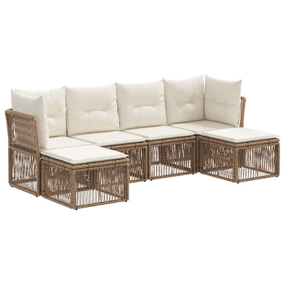 Tuinbankenset 6 pcs Beige poly rattan
