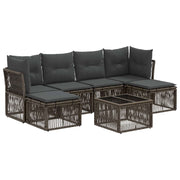 Tuinset poly rattan grijs 7-delig