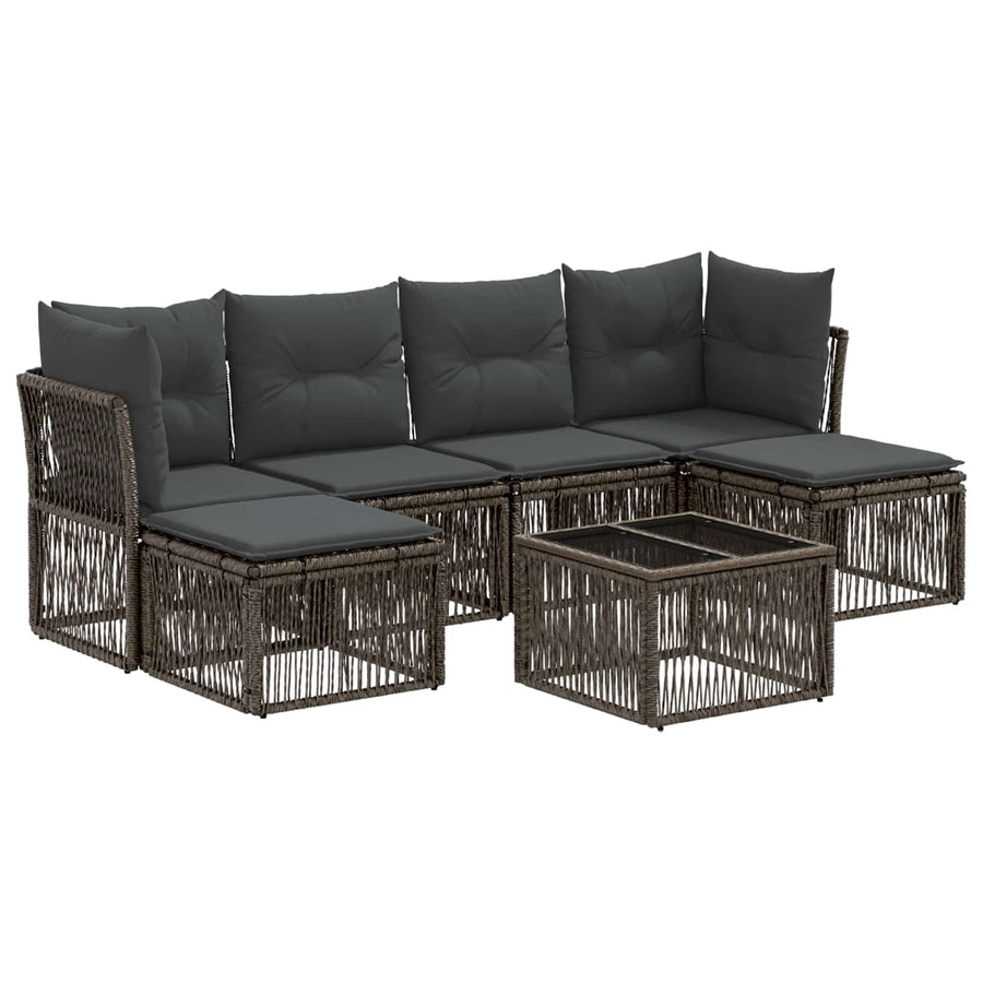 Tuinbankenset 7 pcs Grijs poly rattan
