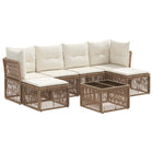 Garden Bench Set 7 pcs Beige poly rattan