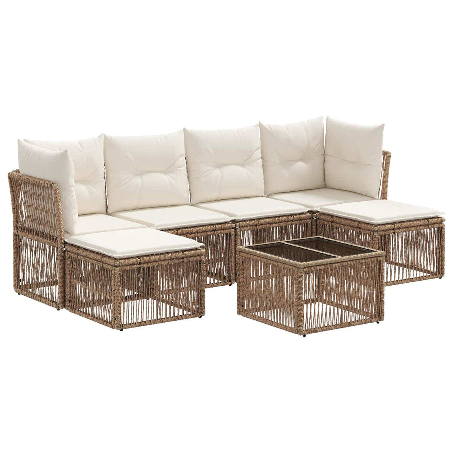 Tuinbankenset 7 pcs Beige poly rattan
