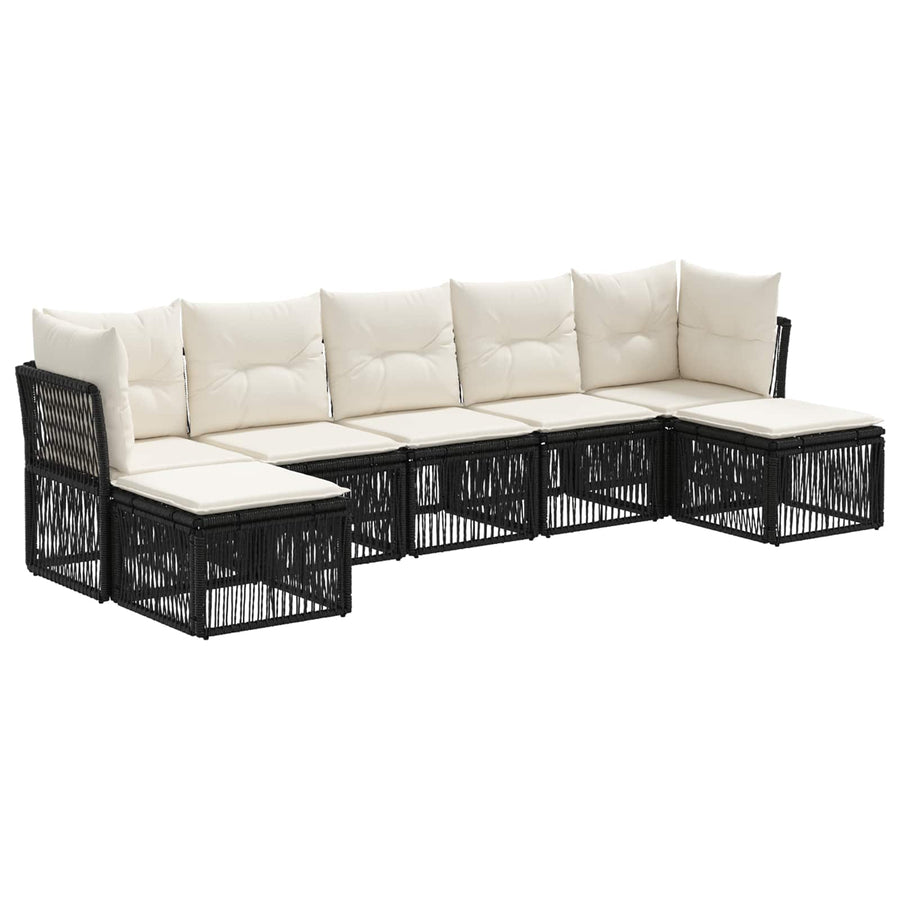Tuinbankenset 7 pcs Zwart poly rattan