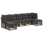 Tuinset poly rattan 7 personen grijs