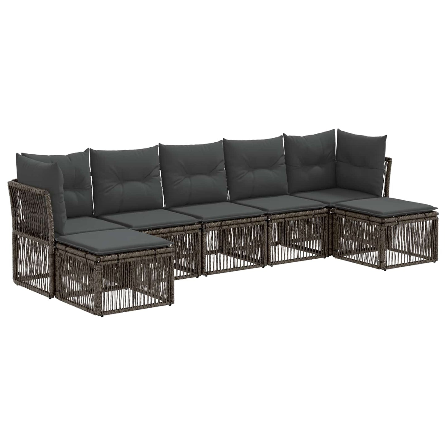 Tuinbankenset 7 pcs Grijs poly rattan