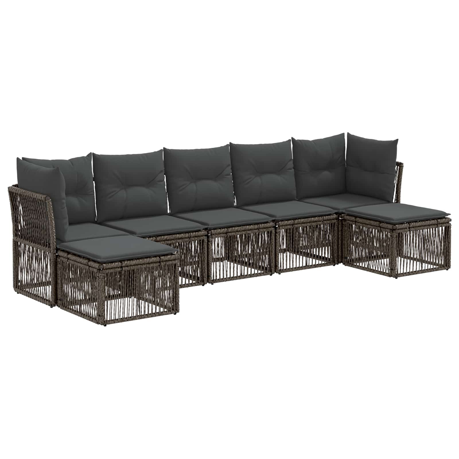 Tuinbankenset 7 pcs Grijs poly rattan