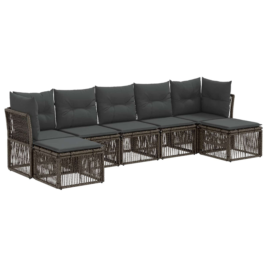 Tuinbankenset 7 pcs Grijs poly rattan