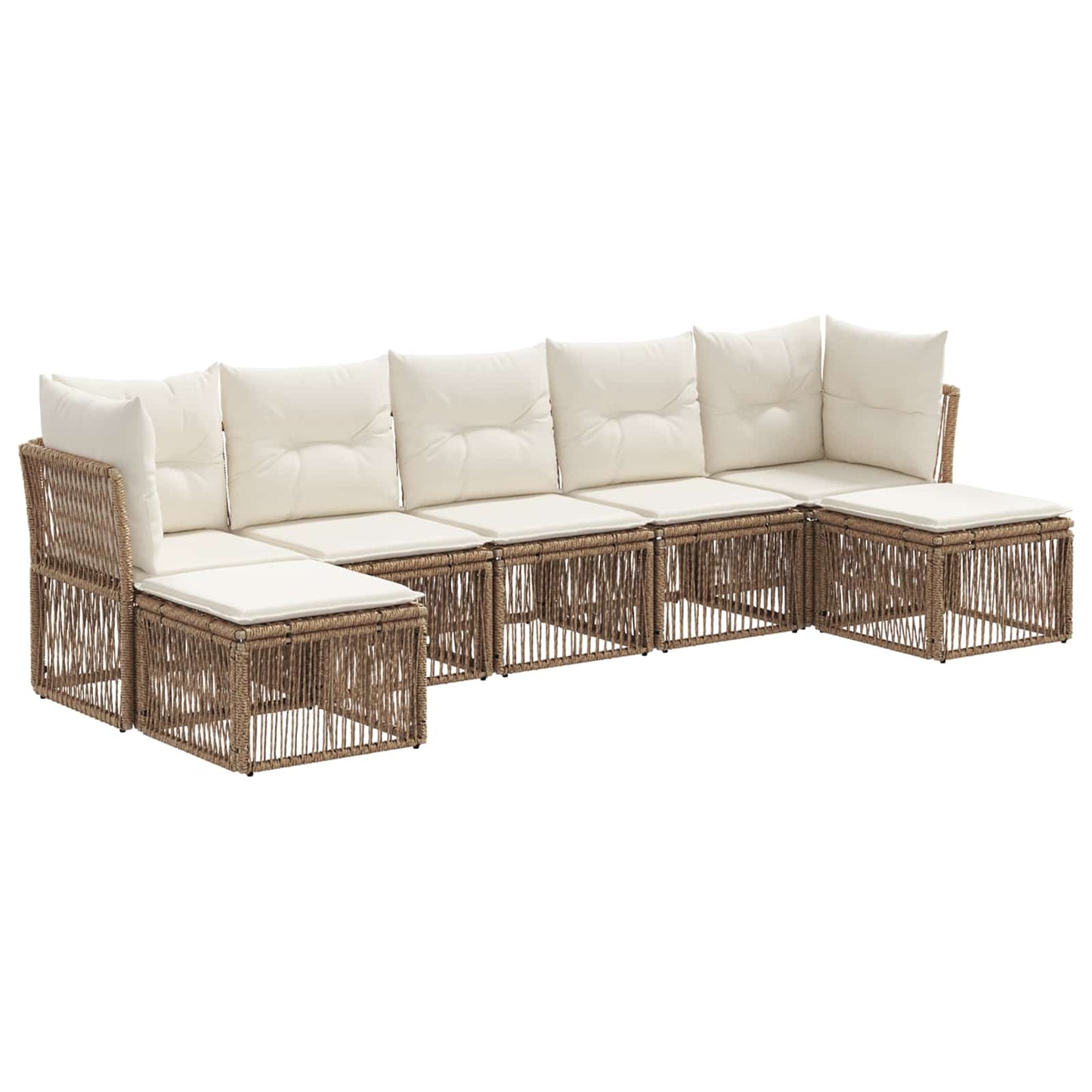 Tuinbankenset 7 pcs Beige poly rattan