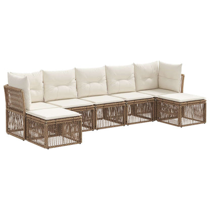 Tuinbankenset 7 pcs Beige poly rattan