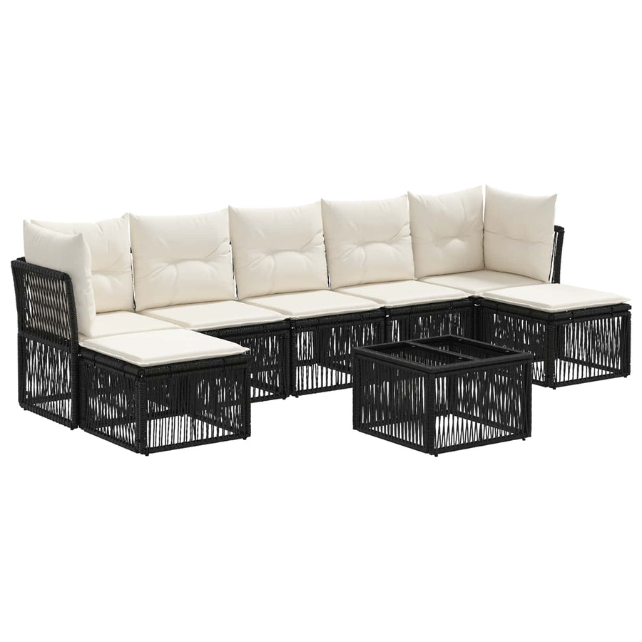 Tuinbankenset 8 pcs Zwart poly rattan