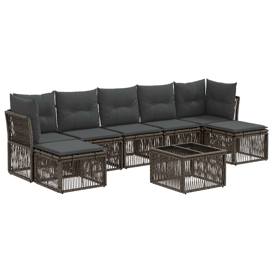Tuinbankenset 8 pcs Grijs poly rattan