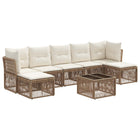 Garden bench set 8 pcs Beige poly rattan